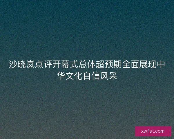 沙晓岚点评开幕式总体超预期全面展现中华文化自信风采