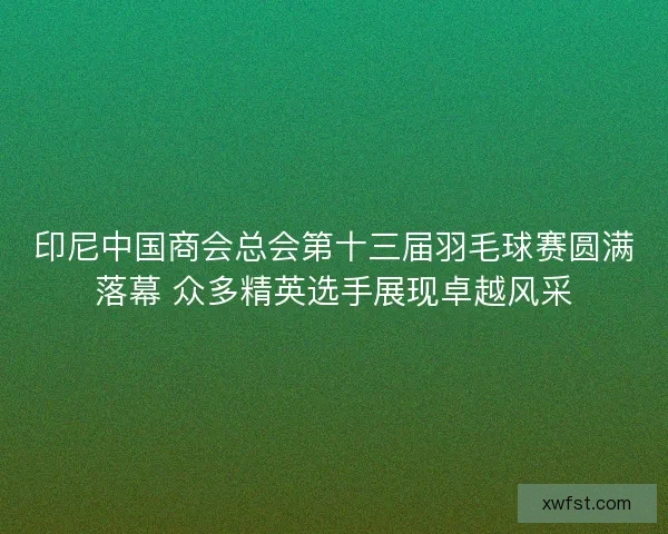 印尼中国商会总会第十三届羽毛球赛圆满落幕 众多精英选手展现卓越风采