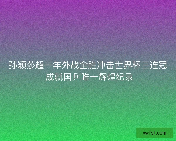 孙颖莎超一年外战全胜冲击世界杯三连冠 成就国乒唯一辉煌纪录
